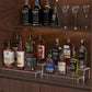 Clear acrylic 2-tier liquor display rack with multiple bottles