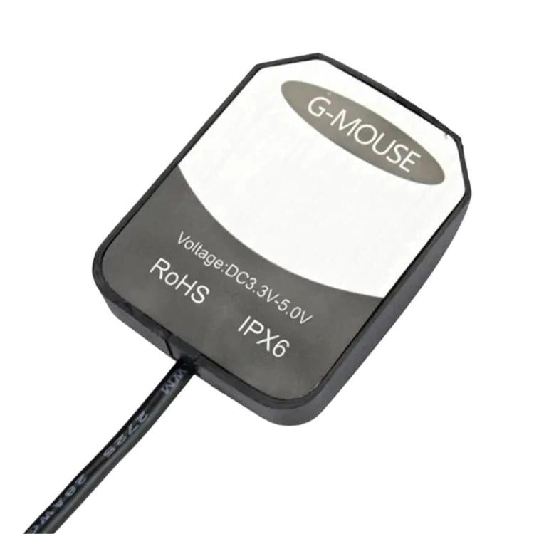 Black GPS USB receiver module with G-MOUSE label, voltage and RoHS markings