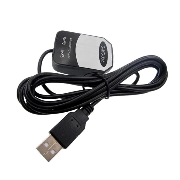 Black GPS USB module with attached USB-A cable