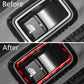 Car height adjustment decorative sticker with red outlined rectangular frame