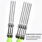 Segmented multi-blade kitchen scissors with stainless blades and bright green handles