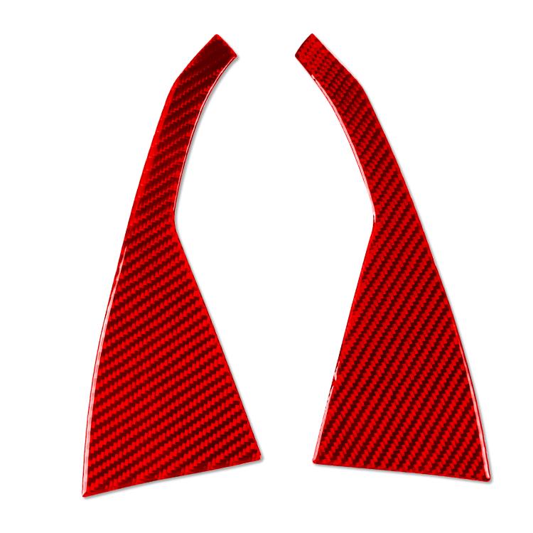 Red carbon-fiber style rear door panel decorative stickers, 2-piece set