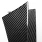Close-up of black carbon-fiber style rear door panel decorative sticker