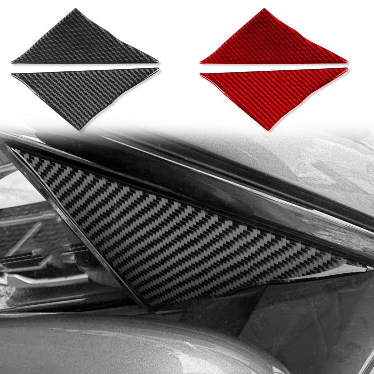 A-pillar decorative sticker pair, black and red carbon-fiber pattern