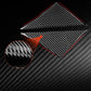 Black carbon-fiber A-pillar stickers with red trim detail