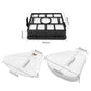 Vacuum filter accessories: black frame with white mesh and two white cotton pads