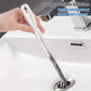 White-handled spiral bristle drain cleaning rod with flexible coiled brush