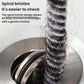 Spiral bristles drain cleaning rod with hair and debris on the coil
