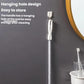 Hanging storage pipe cleaning brush with white handle and coiled bristles