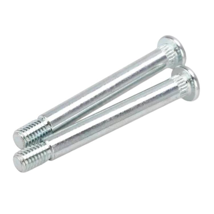 Steel door hinge repair pins with zinc finish and threaded ends with flanged heads