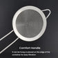 Round stainless steel oil strainer with fine mesh screen and looped handle