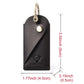 Black vintage leather key pouch with metal keyring loop and snap button