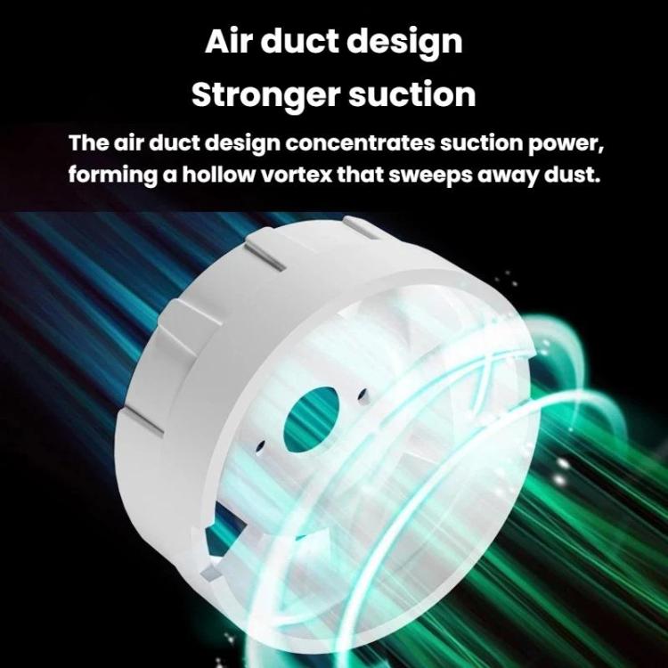 White air-duct vacuum head with turbine-style airflow channel for suction