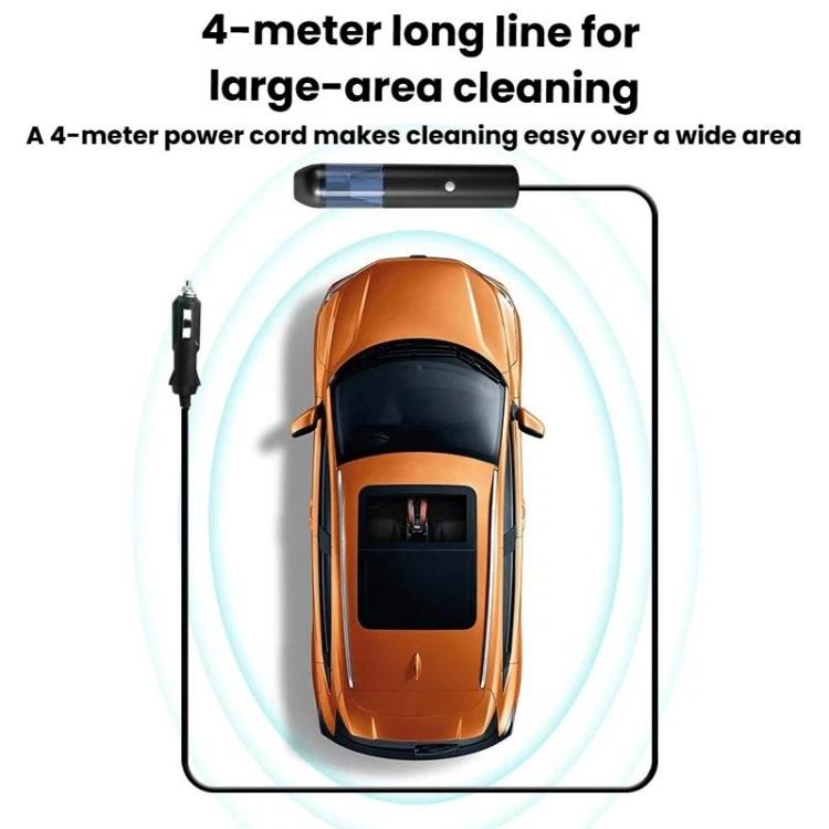 Car plug-in handheld vacuum cleaner with long power cord for wide-area cleaning