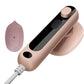 Pink handheld steamer iron with steam plate and side vent opening