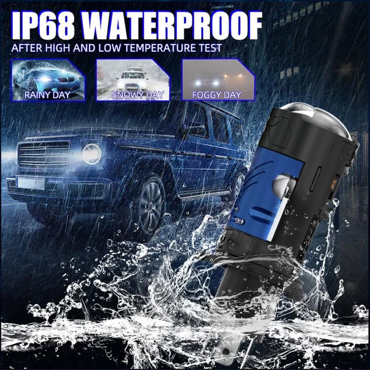Car projector headlight bulb with blue core, black housing, splash-resistant design