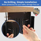 Black desk side storage rack shown with hands adjusting the clip-on mount