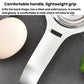 Long-handled stainless steel egg white separator with grip cutout