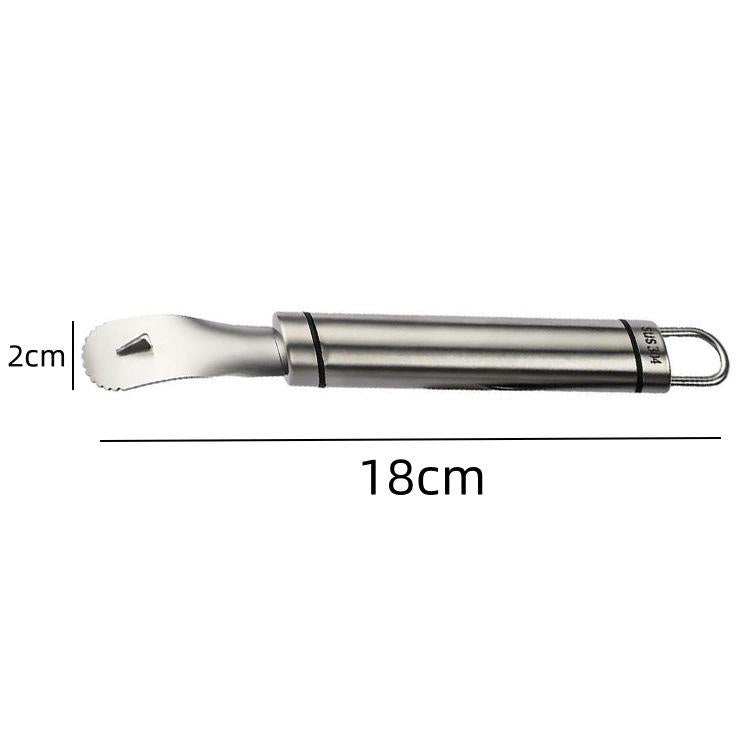 Stainless steel orange peeler with serrated blade and comfort grip handle sleeve