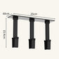 Black hanging cup rack with three upside-down glass holders on a horizontal bar