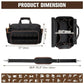 Rectangular black tool bag, 17-inch size, side handle and adjustable crossbody strap
