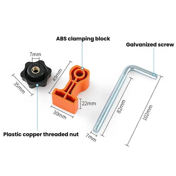 ABS clamping block with galvanized screw and plastic copper threaded nut (diagram view)