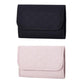Folded faux-suede jewelry storage roll bag with snap top, dark and light pink