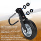 Gate caster wheel kit with U-bolt, washers, and nuts for attaching to frame