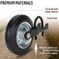 Heavy-duty caster wheel with steel bracket and solid rubber tire, mounting bolts included