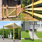Adjustable metal post protectors on wooden fence posts