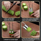 Stainless steel corer showing steps to cut and rotate for removing melon cores