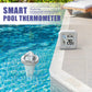 Wireless pool thermometer float with LCD and indoor receiver showing temperature and humidity