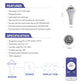 Pool thermometer features and specifications infographic with sensor and receiver diagrams