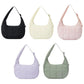 Multi-color puffer single-shoulder handbags set: black, beige, pink, lavender, green