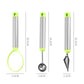 3-piece tool set with size guides: scoop ring and stainless heads with lime green handles