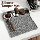 Gray silicone tamper mat with leaf texture and built-in circular tamping sections