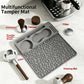 Light-gray multifunction silicone tamper mat with leaf texture and ribbed channels