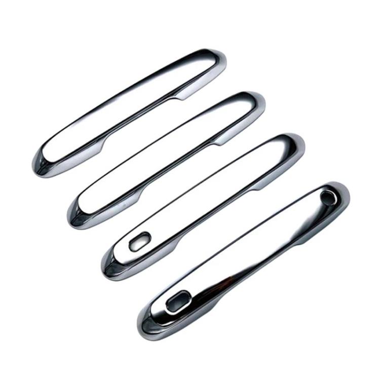 Set of 4 mirror-finish car door handle protective covers, chrome-look with cutouts