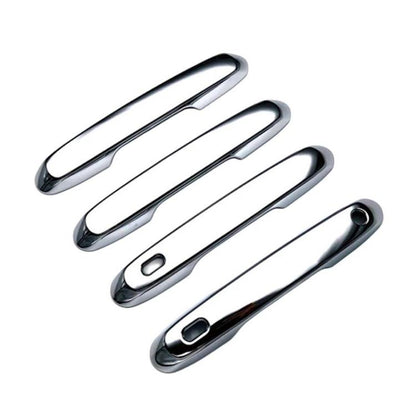 Set of 4 mirror-finish car door handle protective covers, chrome-look with cutouts