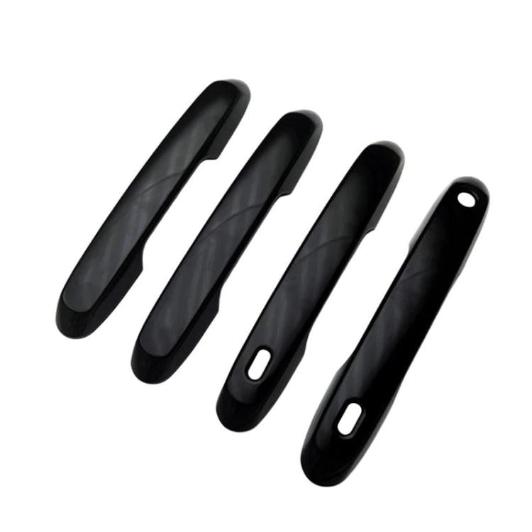 Set of 4 black car door handle protective covers, matte finish with cutouts