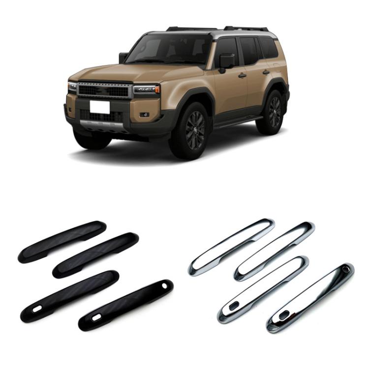 Set of 4 car door handle covers shown for SUV, mirror and black finishes