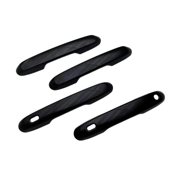 Set of 4 black car door handle protective covers with oval window and cutouts