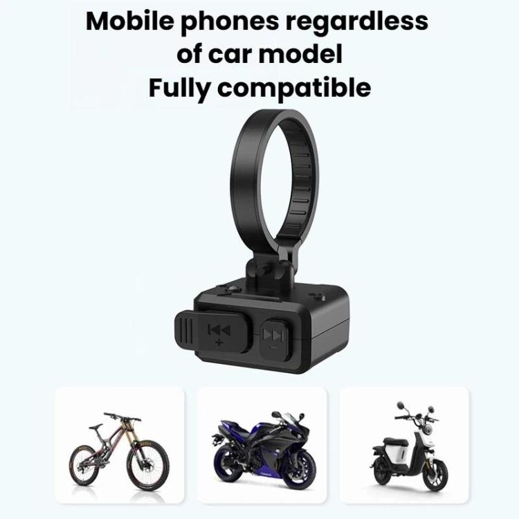 Black Bluetooth riding remote clamp with circular ring and two main control pads