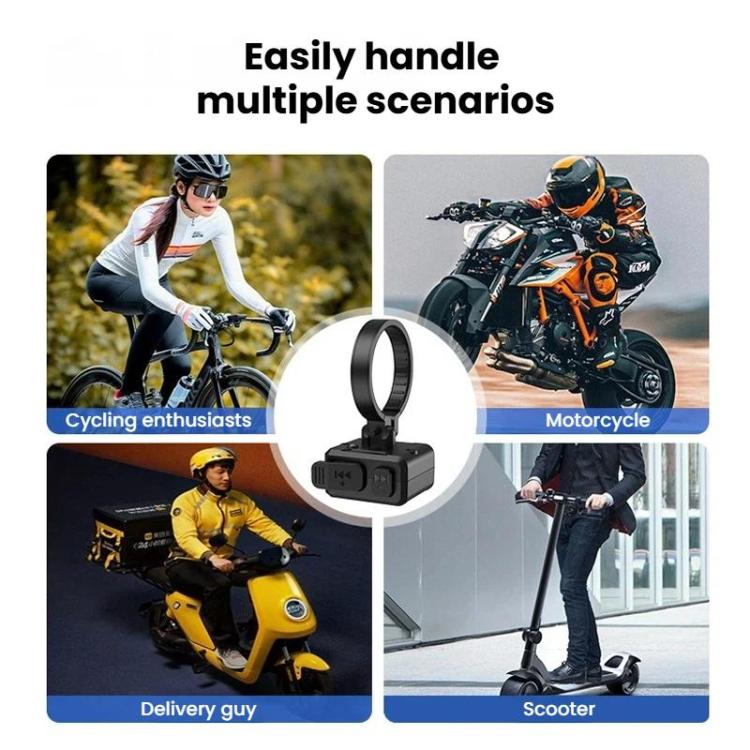 Black Bluetooth phone remote mounted design with ring clamp for rides and scooters