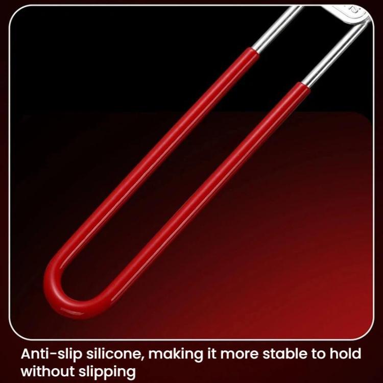 Red anti-slip silicone handle and stainless steel spiral strainer for egg separation