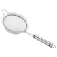 Stainless steel round mesh strainer spoon with long handle and loop hanging hook