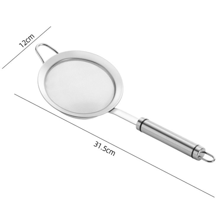 Stainless steel mesh strainer spoon, 12 cm, with ear hook and long handle