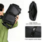 Men's black sling bag with front magnetic buckle and multiple carrying straps