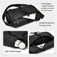 Men's black sling bag with front zipper pocket and side pocket for quick access