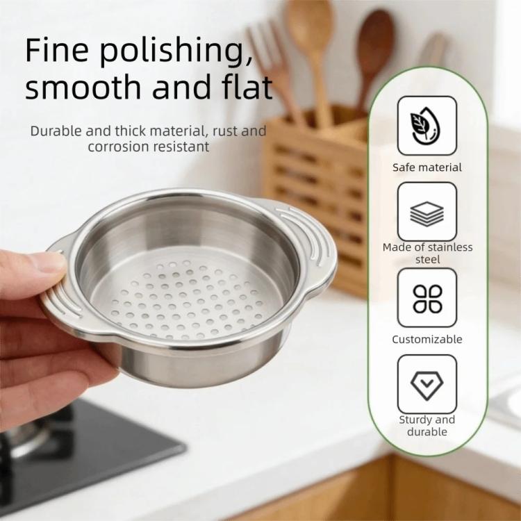 Stainless steel can strainer basket with perforated draining holes and side grip handles
